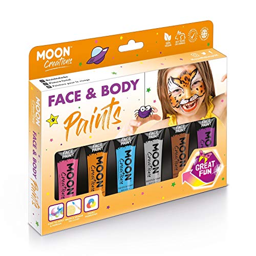 Face & Body Paint by Moon Creations - Water Based Face Paint Makeup for Adults, Kids - 12ml - Adventure Colours Boxset