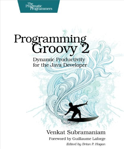 Book cover: "Programming Groovy 2" with a surfer illustration.