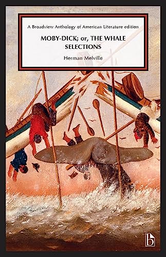 Book cover for Moby-Dick Selections featuring a painting of a whale capsizing a boat.
