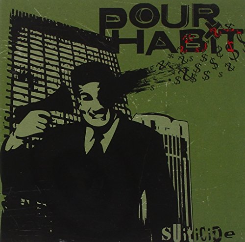 Green album cover featuring a man in a suit with money flying from his head.