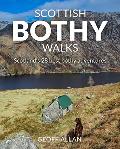 Book cover showing a stone bothy by a lake with a dog in foreground.