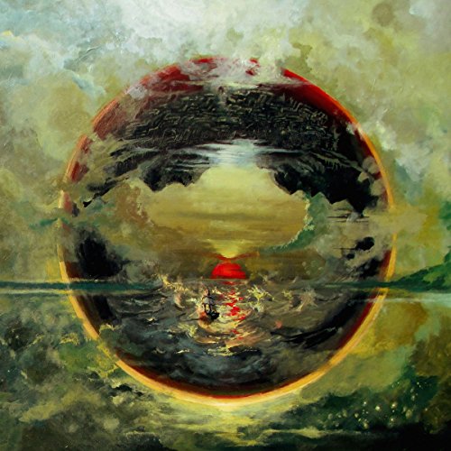 CD cover art: abstract painting of a red orb over water.
