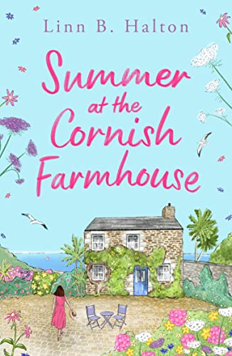 Book cover: farmhouse with garden, titled "Summer at the Cornish Farmhouse".
