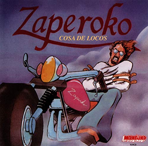 CD cover: Cartoon man riding a motorcycle with a large headlight.