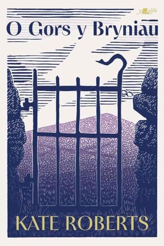 Book cover featuring a dark blue gate opening to a purple hilly landscape.