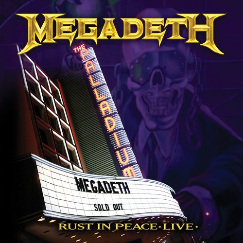 Megadeth “Rust in Peace” album cover with a theater and skull imagery.