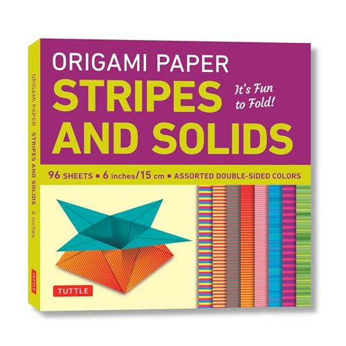 Origami Paper - Stripes and Solids 6" - 96 Sheets : Tuttle Origami Paper: Origami Sheets Printed with 8 Different Patterns: Instructions for 6 Projects Included