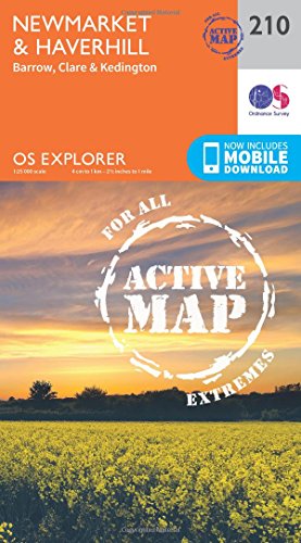 Newmarket & Haverhill Map | Weatherproof | Barrow, Clare & Kedington | Ordnance Survey | OS Explorer Active Map 210 | England | Walks | Hiking | Maps | Adventure