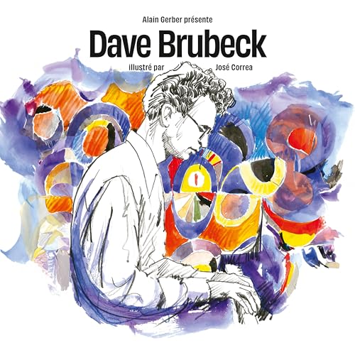 Dave Brubeck portrait with abstract watercolor background, album cover art.