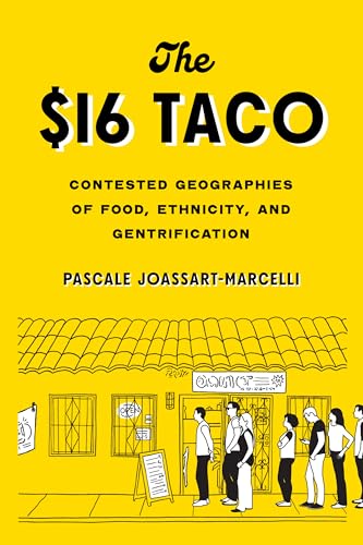 Yellow book cover with "$16 Taco" title and illustration of a taco shop.
