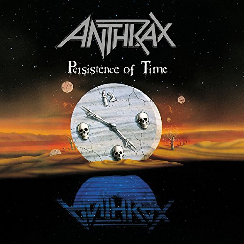 Album cover featuring a cracked clock face with skulls in a desert landscape.