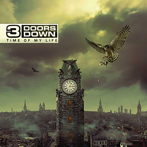 3 Doors Down" album cover with a clock tower, eagle, and city.