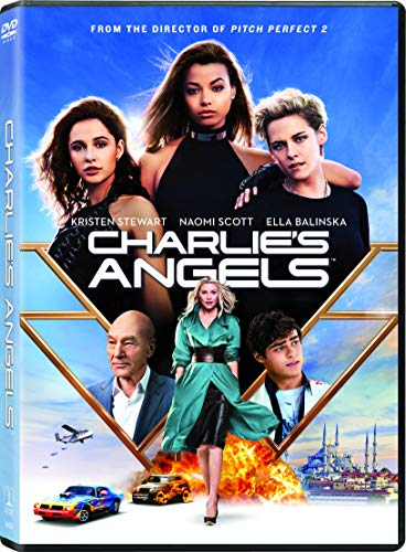 Charlie's Angels" DVD cover featuring Kristen Stewart, Naomi Scott, and Ella Balinska.