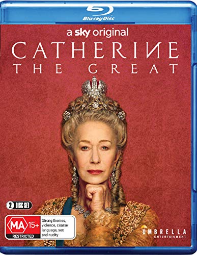 Blu-ray cover for "Catherine The Great" featuring Helen Mirren in costume.