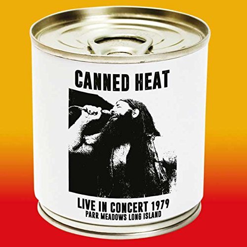 Canned Heat CD in a can, featuring a black and white singer portrait.