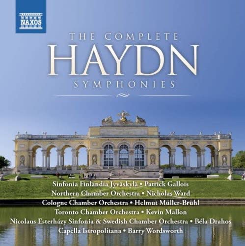 CD cover for Haydn’s complete symphonies featuring a classical building.