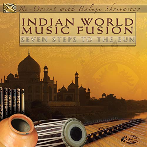 CD cover: Indian World Music Fusion with Taj Mahal background and instruments.