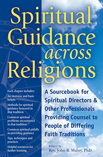 Book cover: "Spiritual Guidance across Religions," blue and white text, compass image.