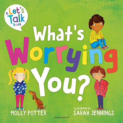 Book cover with colorful lettering and illustrations of children looking concerned.