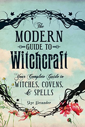 Book cover for The Modern Guide to Witchcraft with black vines and floral illustrations.