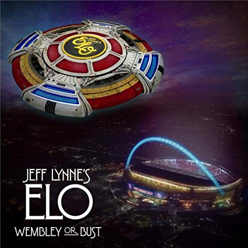 Jeff Lynne’s ELO album cover featuring a spaceship and Wembley Stadium.