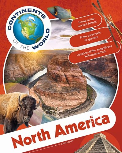 Book cover showing Horseshoe Bend, a bison, a tropical fish, and a pyramid.