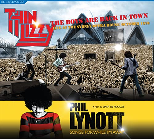 Thin Lizzy concert cover featuring band performing before a large crowd.