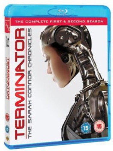 Terminator: Sarah Connor Chronicles" Blu-ray case featuring a woman and robot head.