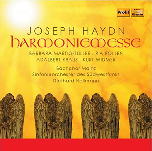 CD cover for Haydn’s Harmoniemesse with angel wing imagery.