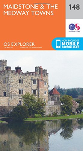 Maidstone & the Medway Towns Map | Kent Downs | Ordnance Survey | OS Explorer Map 148 | England | Walks | Hiking | Maps | Adventure