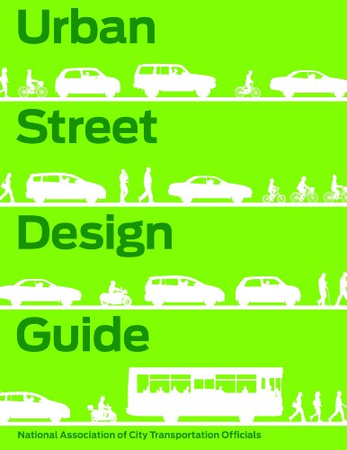 Bright green book cover with white silhouettes of vehicles and people.