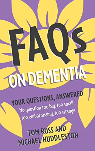 Book cover for FAQs on Dementia with a yellow sunflower on a purple background.