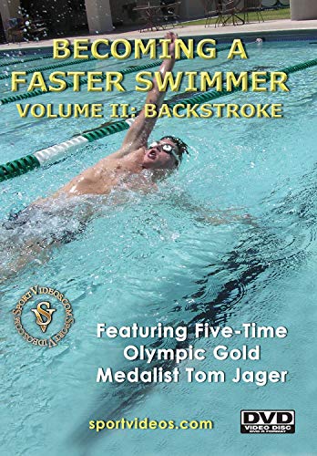 DVD cover: swimmer on backstroke, text reads "Becoming A Faster Swimmer Vol II".
