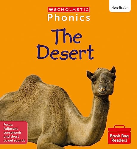 Book cover featuring a camel, titled "The Desert" in blue text.