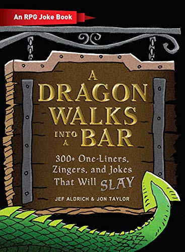 Book cover with a dragon scale design and title "A Dragon Walks Into a Bar.