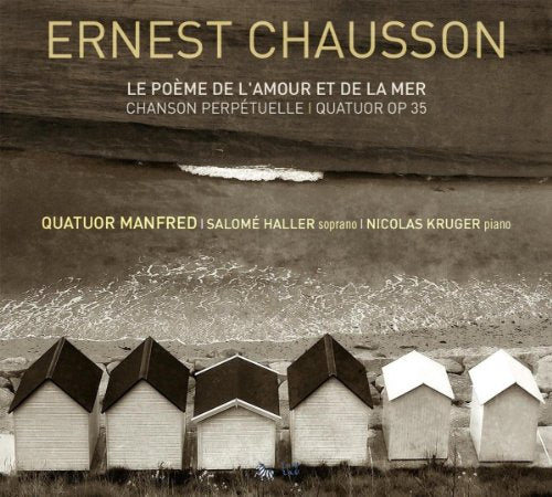 CD cover for Ernest Chausson’s “Le poème de l’amour et de la mer” with beach huts.