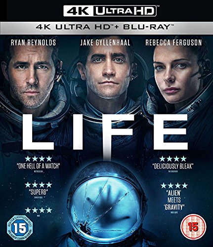 Life" Blu-ray cover featuring three astronauts and a cracked helmet.