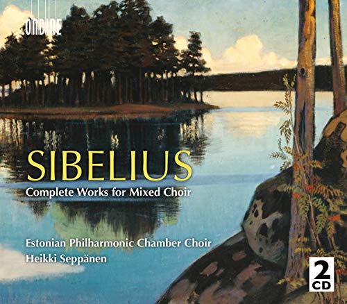 CD cover: lakeside forest scene with "Sibelius" title and choir details.
