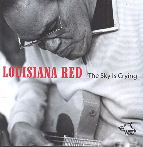 Close-up of Louisiana Red with guitar, album cover for “The Sky Is Crying”.