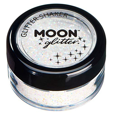 Pastel Glitter Shakers by Moon Glitter - White - Cosmetic Festival Makeup Glitter for Face, Body, Nails, Hair, Lips - 5g