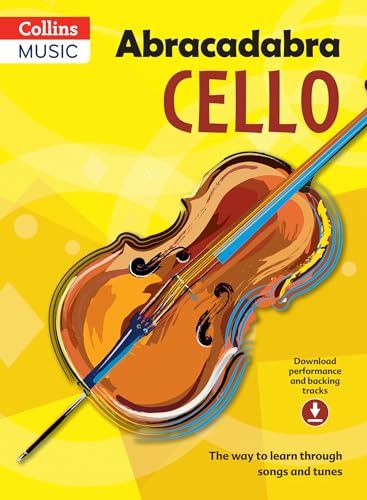 Abracadabra Cello pupil's book cover with a cello illustration.