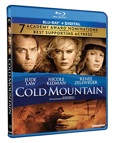 Cold Mountain" Blu-ray case featuring Jude Law, Nicole Kidman, and Renée Zellweger.