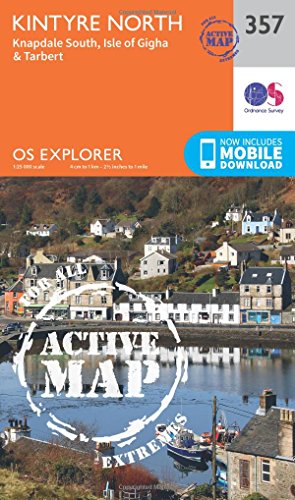 Kintyre North Map | Weatherproof | Knapdale South, Isle of Gigha & Tarbert | Ordnance Survey | OS Explorer Active Map 357 | Scotland | Walks | Hiking | Maps | Adventure