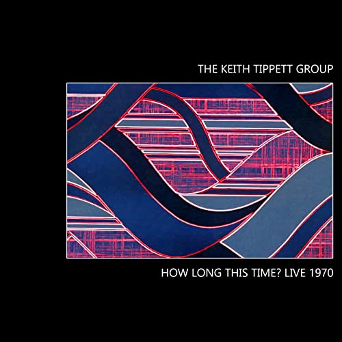 Album cover featuring abstract blue and red geometric shapes with text on black background.