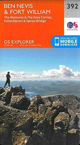 Ben Nevis & Fort William Map | The Mamores & the Grey Corries, Kinlochleven & Spean Bridge | Ordnance Survey | OS Explorer Map 392 | Scotland | Walks | Hiking | Maps | Adventure