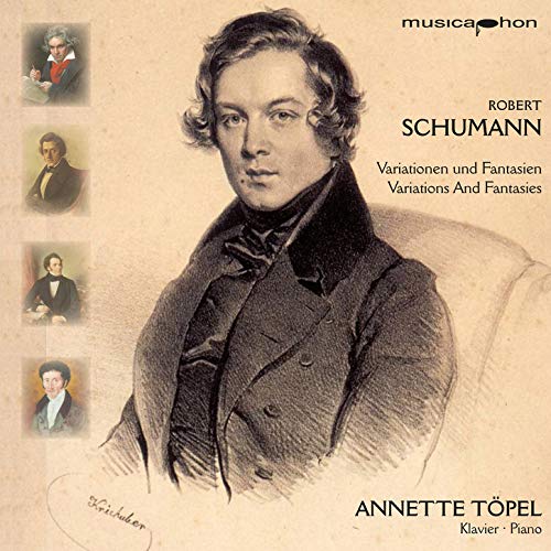 CD cover featuring a sketched portrait of composer Robert Schumann.