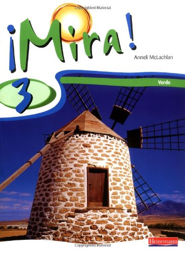 Mira 3 Verde" textbook cover with a windmill and bright lettering.