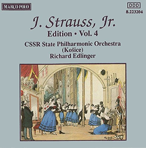 CD cover for J. Strauss, Jr. Edition, Vol. 4, with a vintage scene.