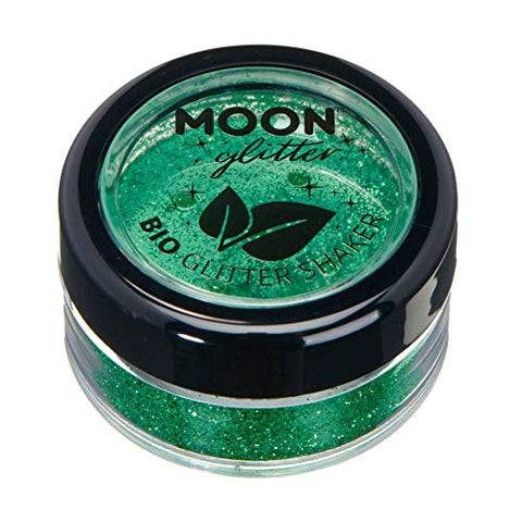 Biodegradable Eco Glitter Shakers by Moon Glitter - Green - Cosmetic Bio Festival Makeup Glitter for Face, Body, Nails, Hair, Lips - 5g