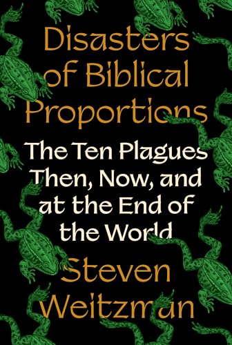 Book cover with green frogs and title “Disasters of Biblical Proportions.”